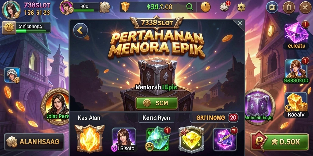 Tangkapan layar menunjukkan aksi menara bertahan di 738SLOT.