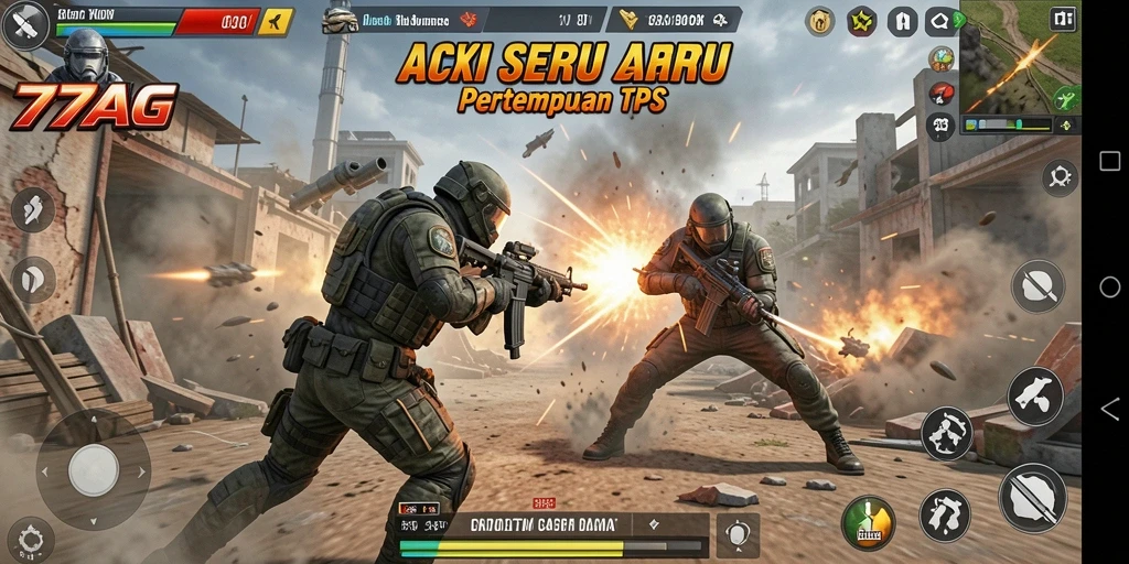 Screenshot gameplay <strong>77AG</strong> dalam aksi pertempuran TPS yang seru.