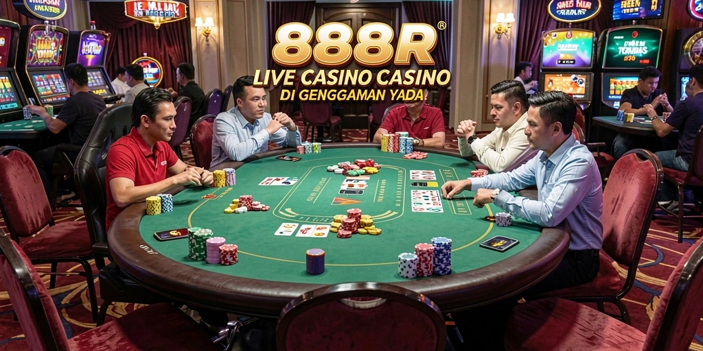 Screenshot gameplay Live Casino 888R dengan dealer langsung yang menciptakan suasana kasino nyata.