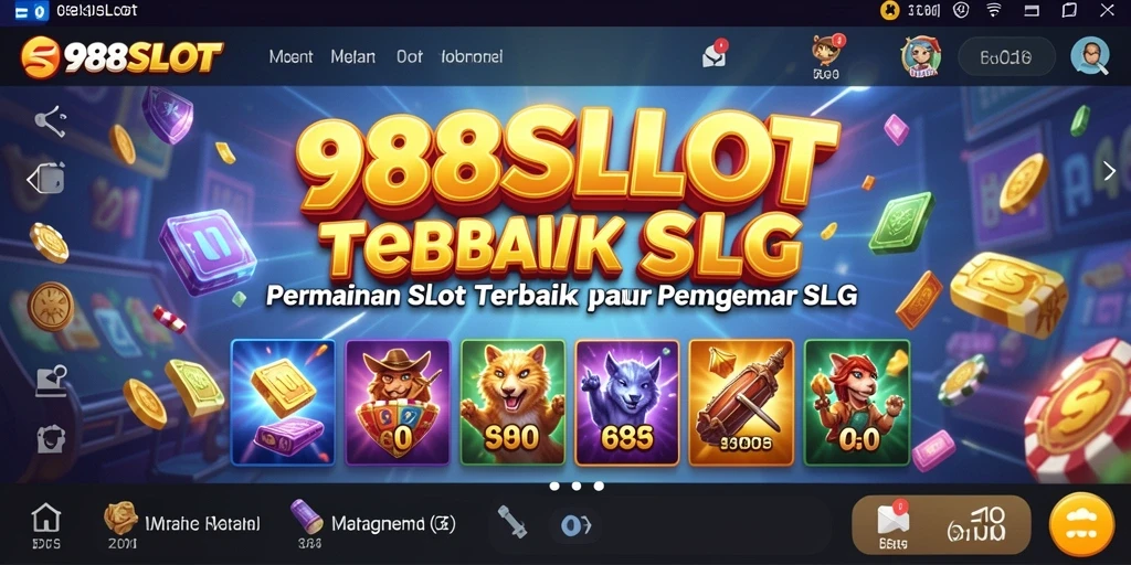 Tampilan penuh aksi dari gameplay 988SLOT dengan mesin slot yang beragam.
