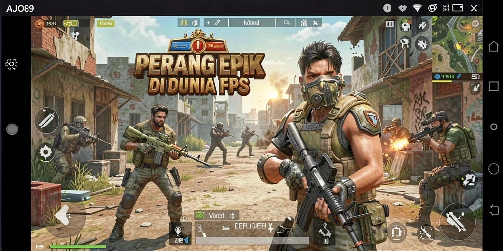 Screenshot utama AJO89 menampilkan aksi mendebarkan dalam gameplay FPS.