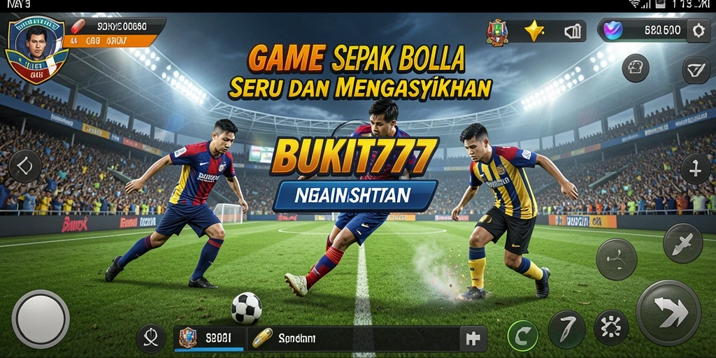 Tampilan gameplay menarik BUKIT777 dengan aksi sepak bola yang mendebarkan.