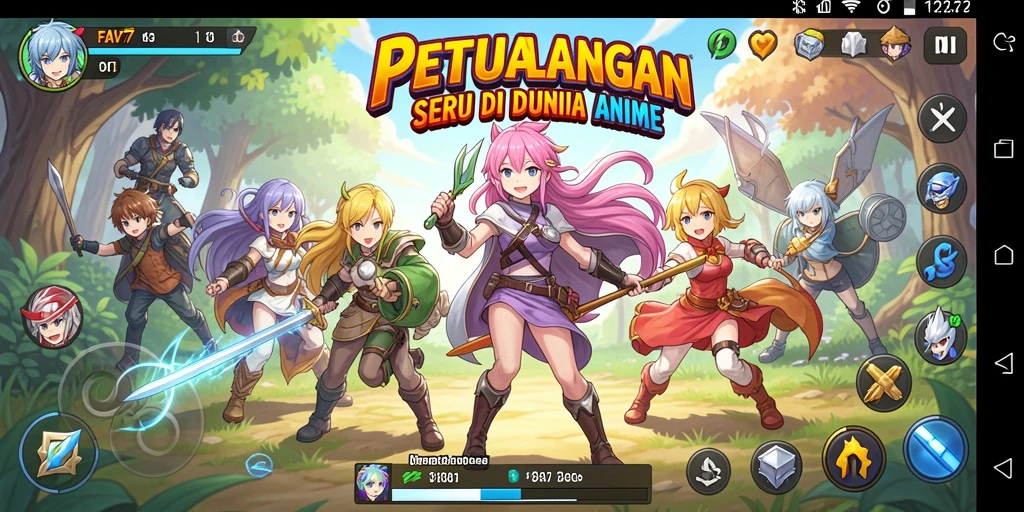 Tampilan gameplay FAV77 yang penuh aksi dalam dunia anime.