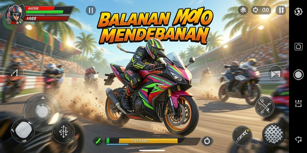 Screenshot gameplay H89 menampilkan balapan motor yang seru dan menegangkan.