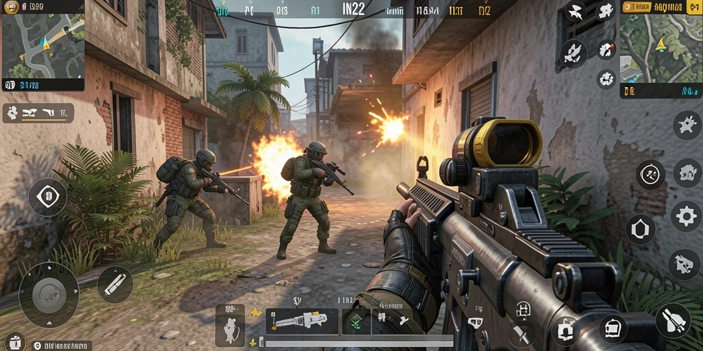 Screenshot gameplay IN22 yang menunjukkan pertarungan menegangkan di medan perang.