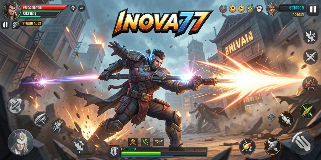 Gameplay seru di dalam arena pertarungan INOVA77.