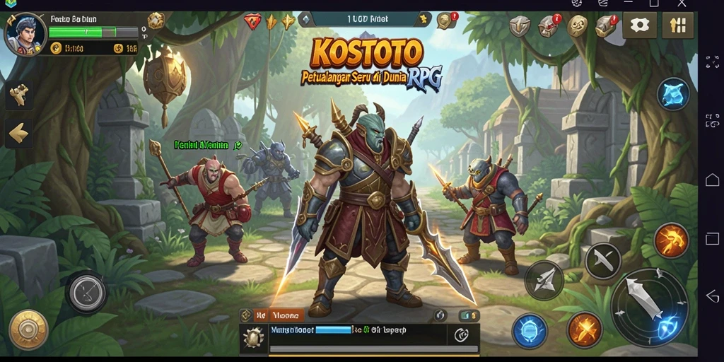 Screenshot KOSTOTO menampilkan aksi seru dalam gameplay RPG.