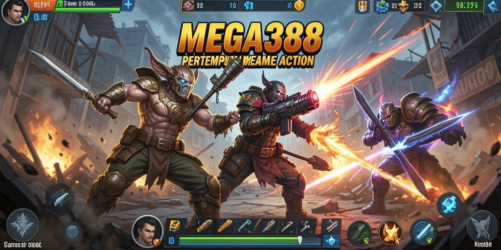 Tampilan utama gameplay seru dalam MEGA388 dengan aksi pertempuran yang mendebarkan.