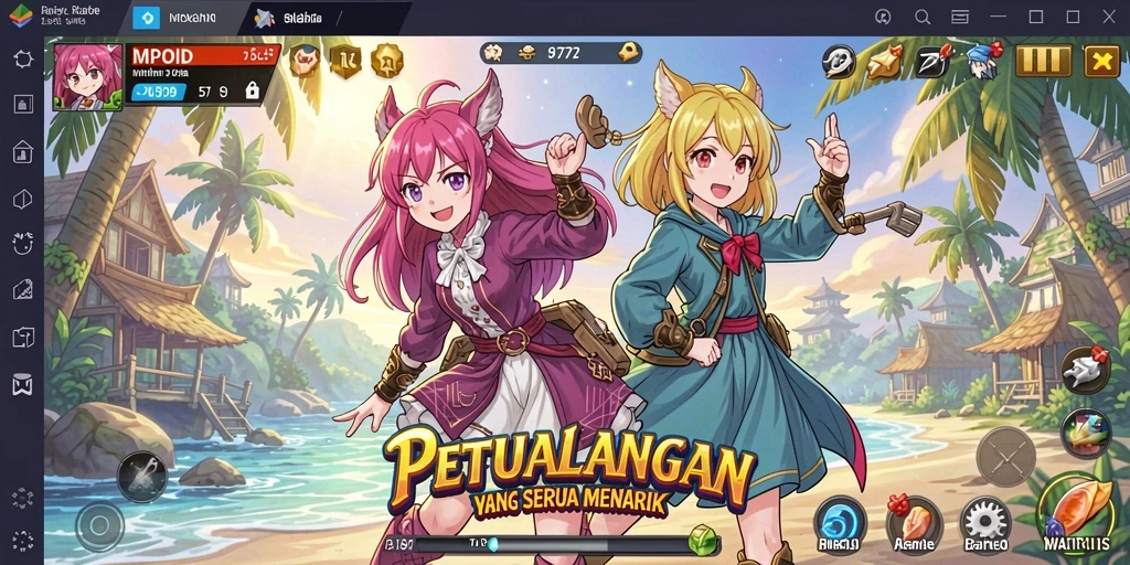 Screenshot MPOID menampilkan aksi seru dengan karakter anime.