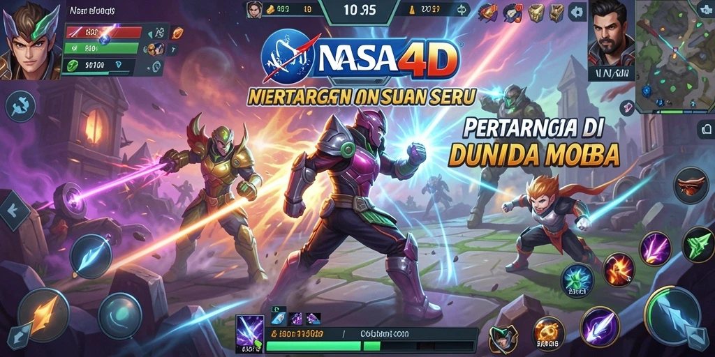 Gameplay <strong>NASA4D</strong> menunjukkan pertempuran intens di arena MOBA.