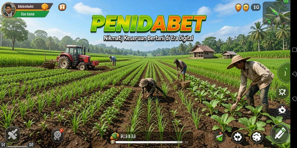 Screenshot gameplay PENIDABET yang menampilkan ladang subur dan aktivitas bertani.