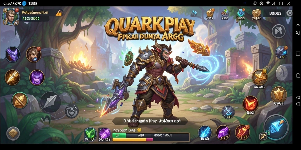 Tampilan menawan gameplay ARPG di QUARKPLAY saat bertarung.
