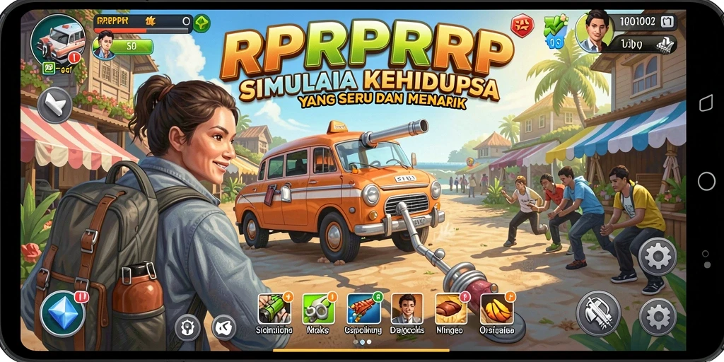 Tampilan gameplay menarik dari RPRPRP yang menunjukkan karakter dan aktivitas sehari-hari.