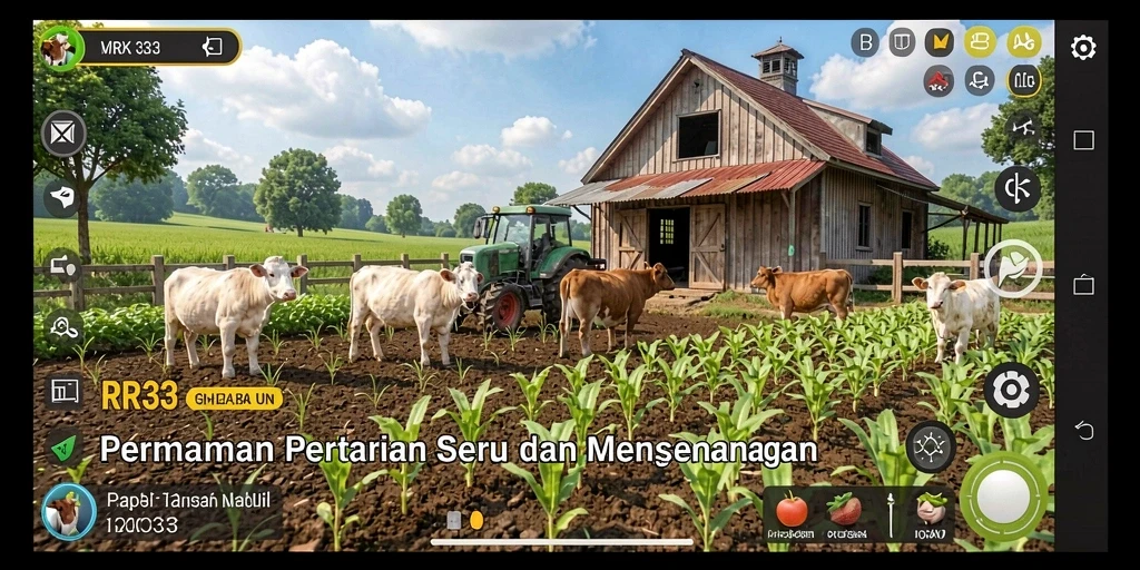 Tampilan gameplay RR33 yang menarik dalam pertanian.