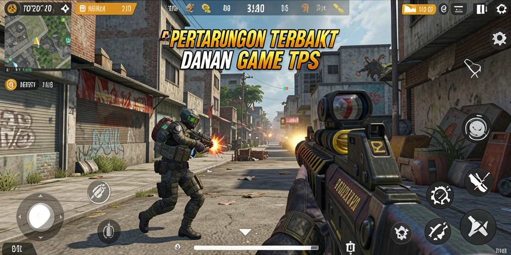 Tampilan gameplay TOTO20 dalam pertempuran TPS yang intens.
