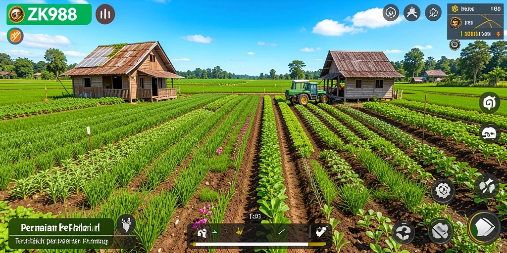 Screenshot utama ZK988 menampilkan gameplay pertanian yang menarik.